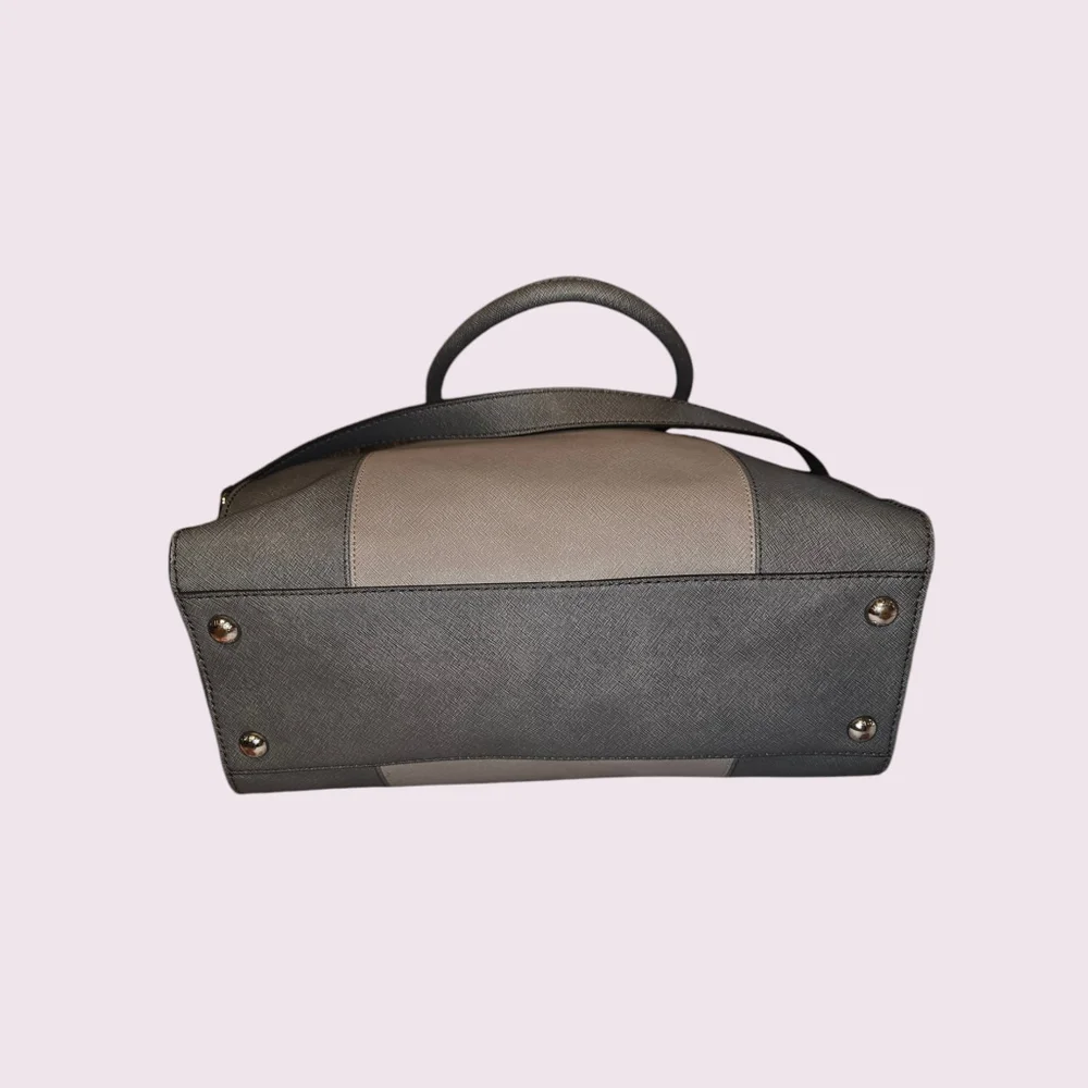Michael Kors Hamilton Two Tone Leather Satchel Purse